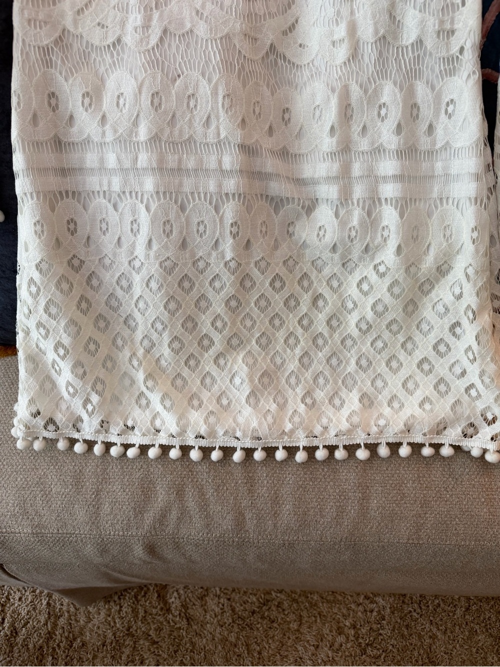 SHEIN White Crochet Lace Pom-Pom Trim Mini Dress - Picture 8 of 10